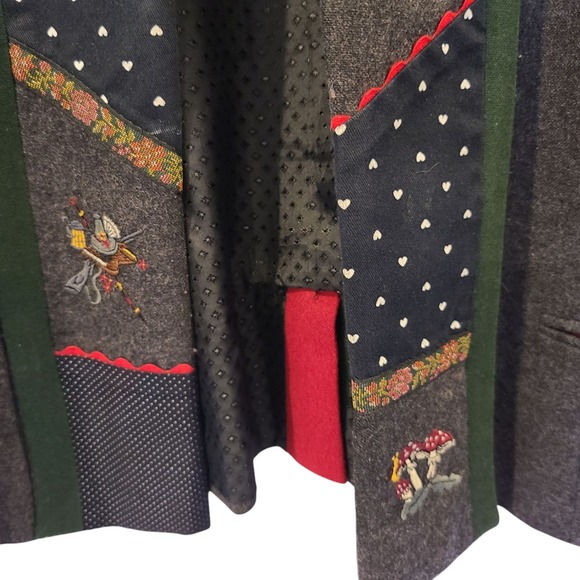 Vtg German wool blend Hammerschmid Gray blazer Mushrooms Octoberfest Euro Sz 36 - Picture 4 of 13